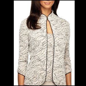 Alex Evenings Textured Mandarin Neck Twinset-